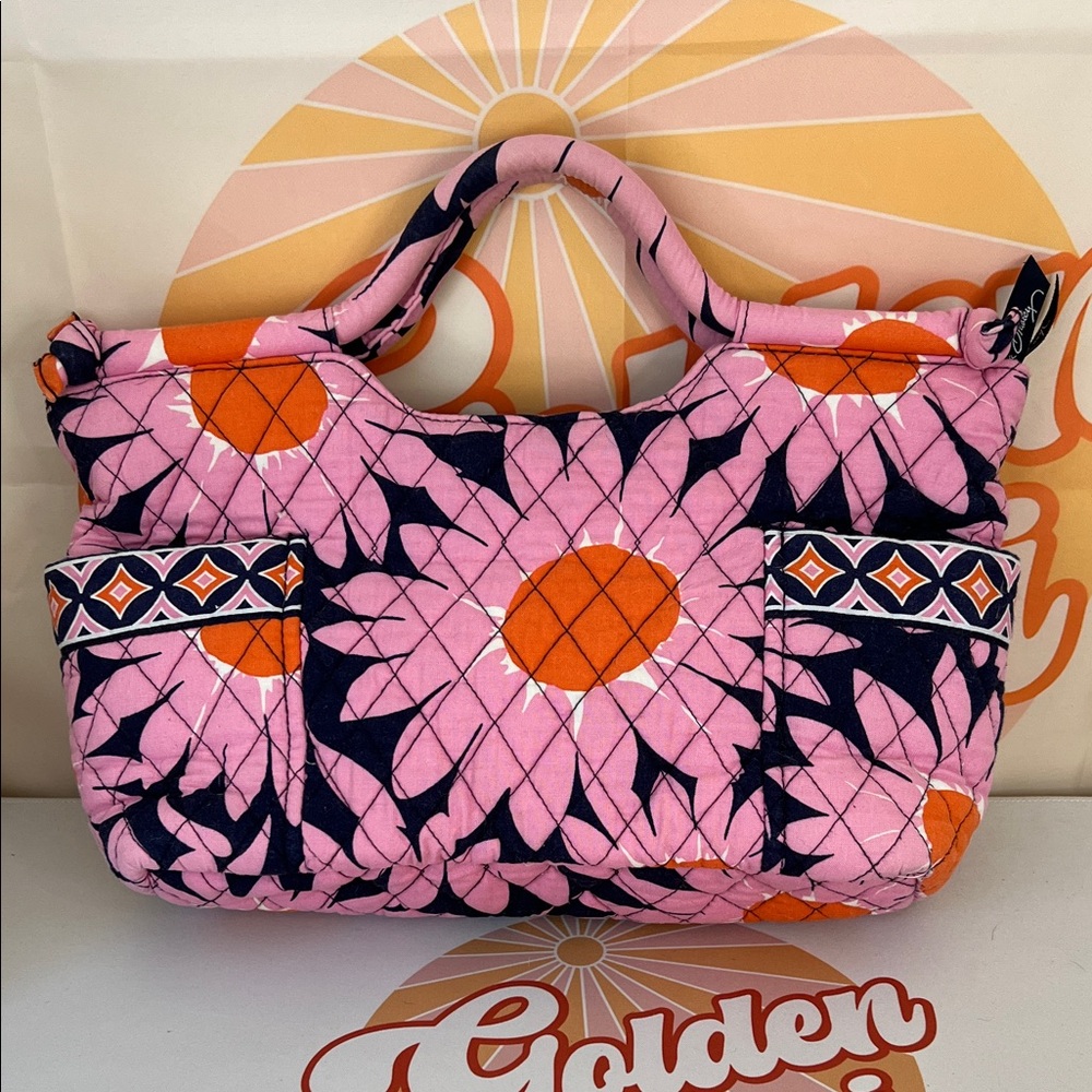 Vera Bradley Gabby Carry Purse in Retired "Loves Me" Pink Orange Navy Floral